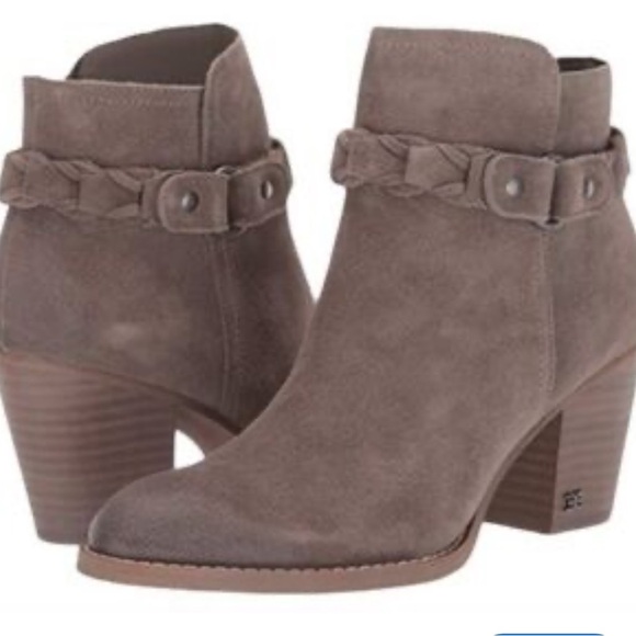 SAM EDELMAN BURNISHED SUEDE WESTERN ANKLE BOOTIES MUSHROOM TAUPE SIZE 9 NWT - Picture 4 of 13